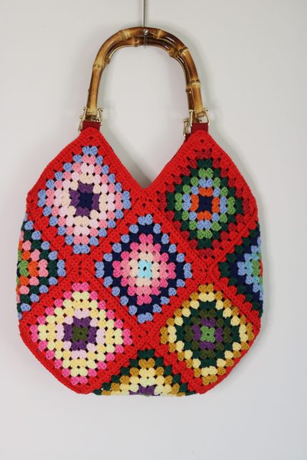 Multicolour Handmade Granny Square Crochet Bag | Lumina Design London