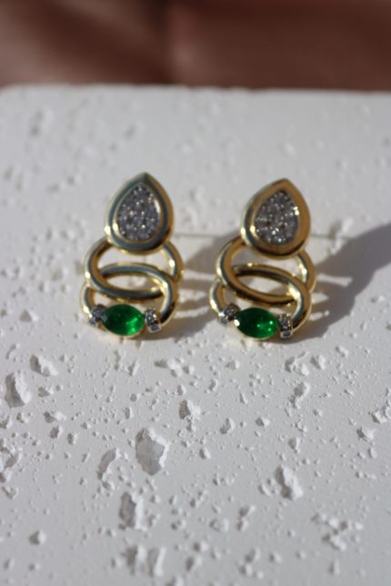 Emerald Drop Spiral Earrings