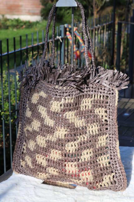 Handmade Raffia Crochet Tote Bag with Fringe – Boho Summer Shoulder Bag | Lumina Design London